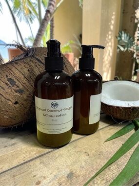 Tropical Coconut Passion Tallow Lotion - Brown Bottle